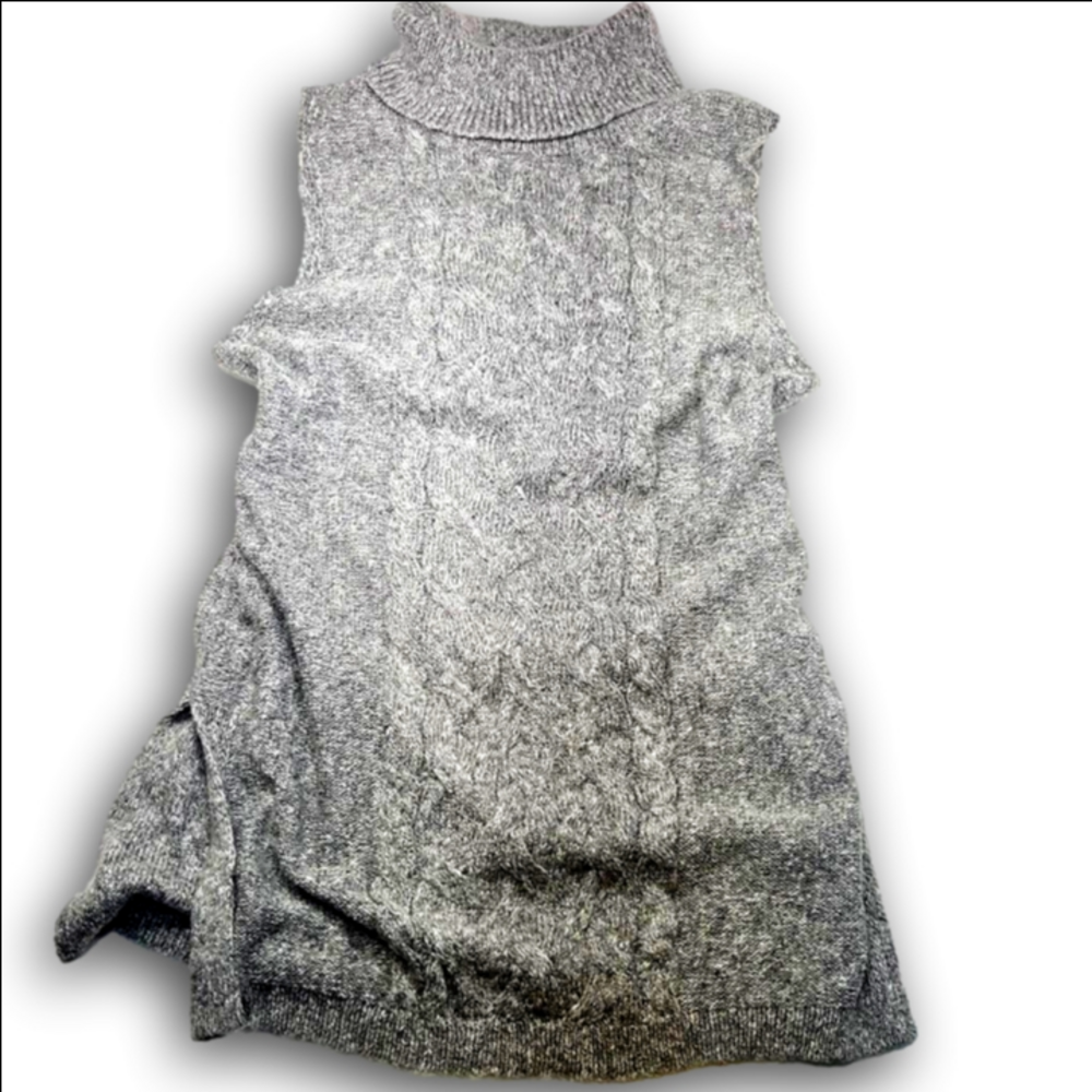Women's AB STUDIO Gray Cable Knit Cowl Neck tunic Sweater XL